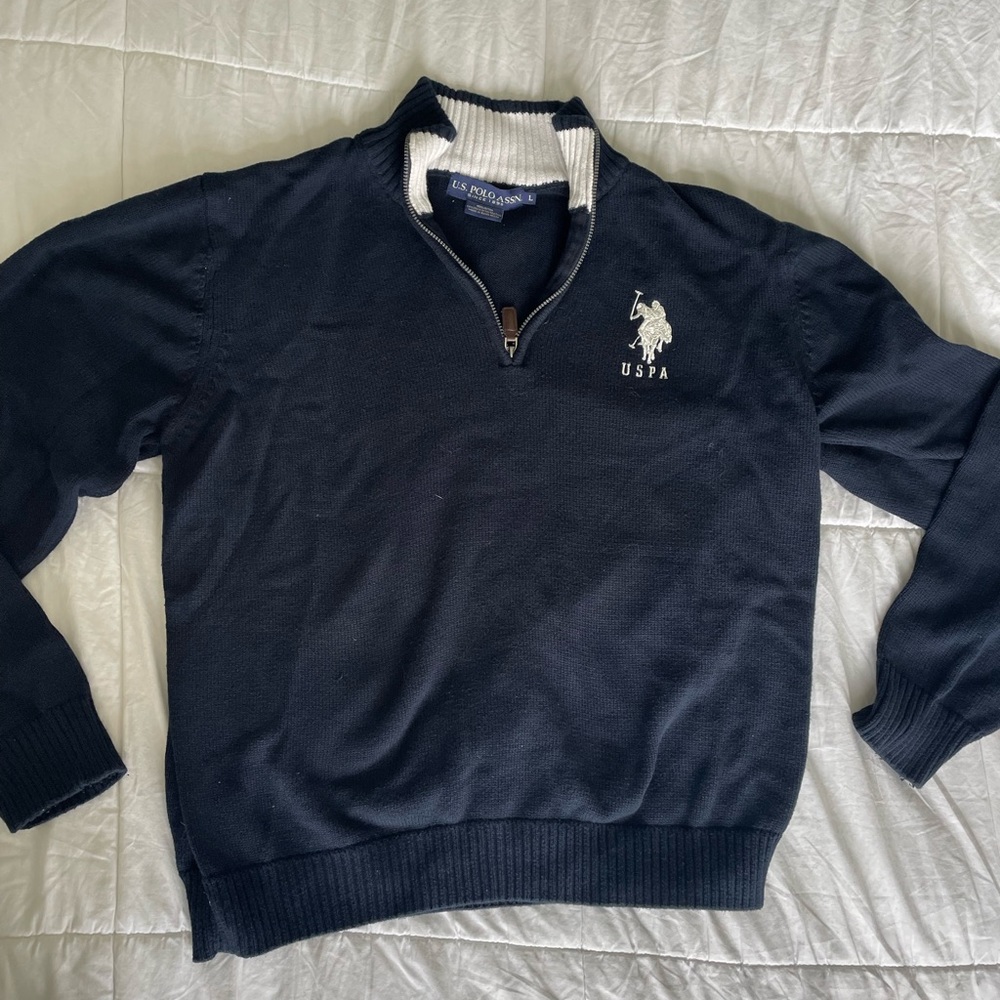 U.S. Polo Assn Quarter Zip Pullover Sweater, Size L